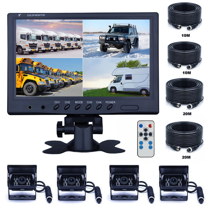 CAMECHO Fahrzeug Backup Kamera – 22,9 cm 4 Geteilte Monitor Vorderseite View, Kamera 18 IR-Nachtsich