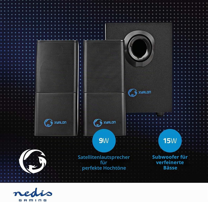 NEDIS - Gaming-Lautsprecher - Satellitenlautsprecher - Lautstärke-Regler - 15-W-Subwoofer - Stromver