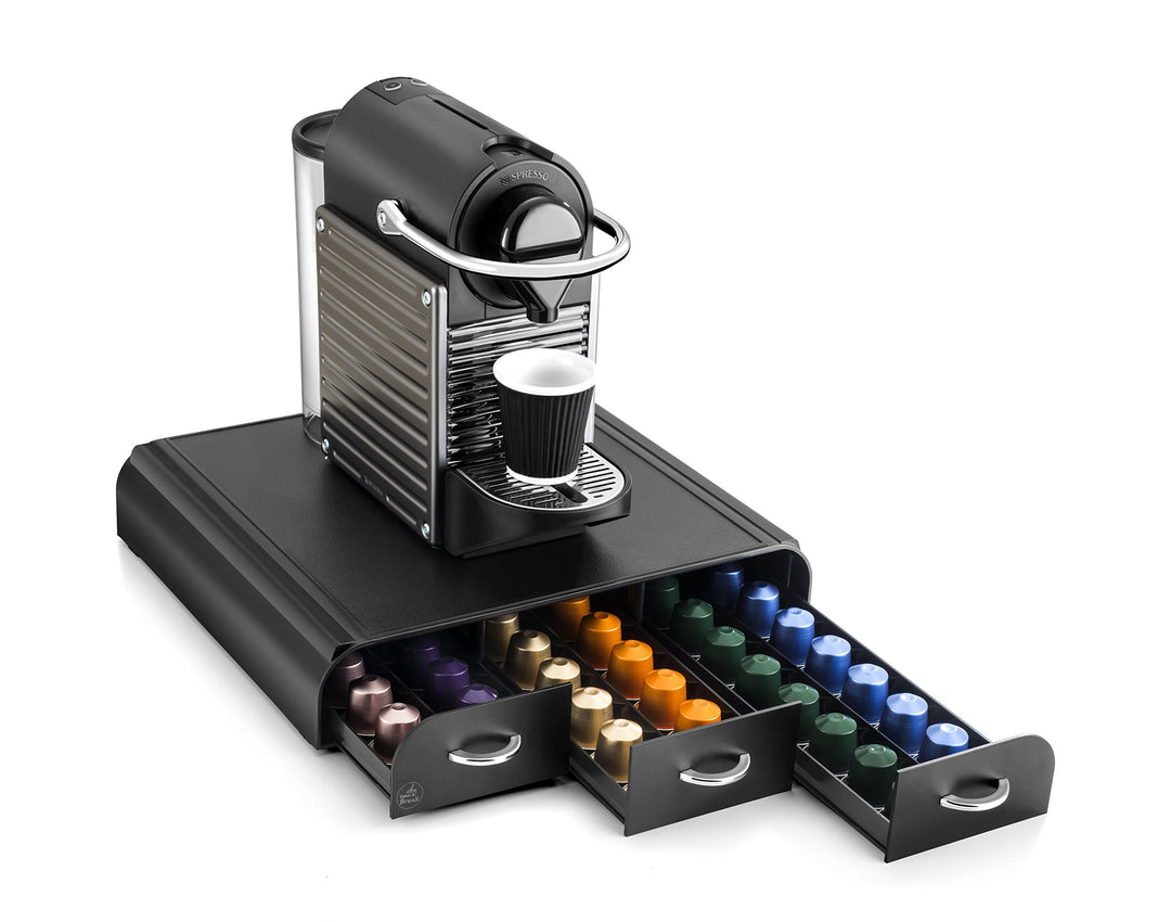 CEP 2230060011 23006 Kaffeekapselspender mit 3 Schubladen, Kunststoff, schwarz, 34,2 x 32,7 x 6,9 cm