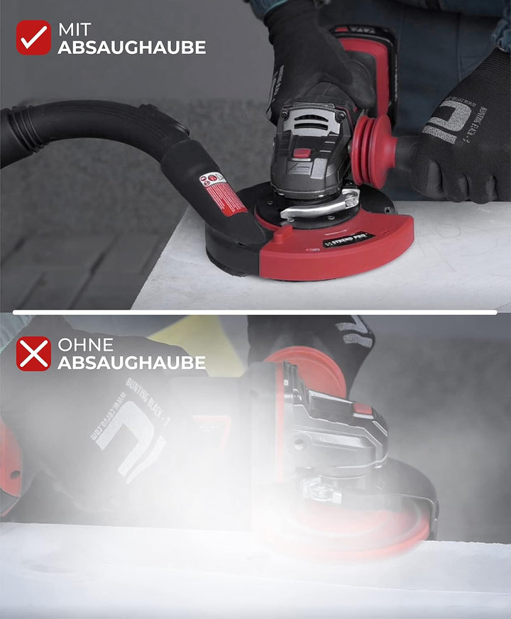 STREND PRO Absaughaube für Winkelschleifer 125mm / 115mm | Universal Fit | Flex Absaugung für Diaman