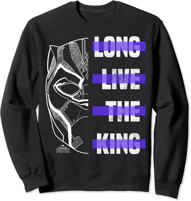 Marvel Black Panther Long Live The King Text Cross Out Sweatshirt