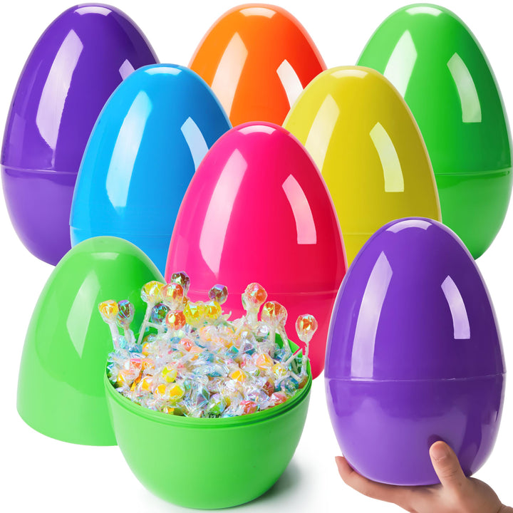 JOYIN 6 Stück 25,4 cm grosse Jumbo-Ostereier aus Kunststoff, hell, solide, Befüllen von Leckereien,