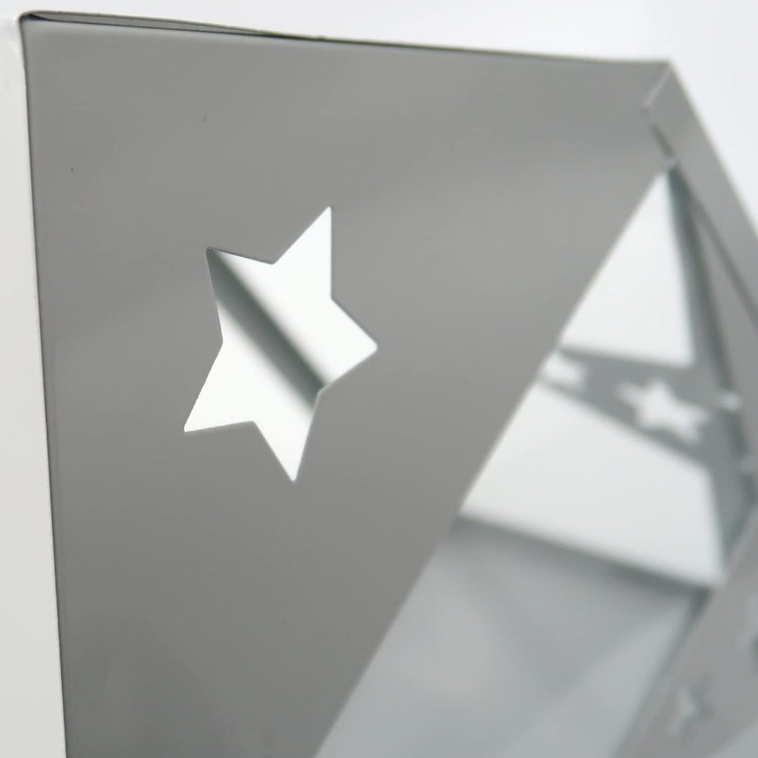 Dekovita 38cm Metall-Laterne Sterne Lichthaus - Gartenlaterne mit Glas-Scheiben - Windlicht Haus Dek