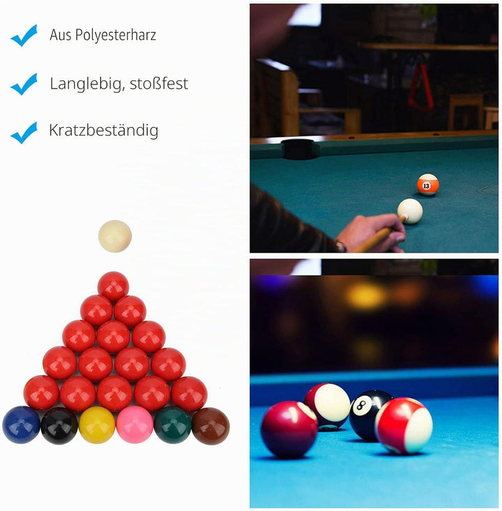 Ejoyous 22 Stück Snooker Ball Set, Snooker Billard Billardkugeln Pool Balls Billardkugel 52,2 mm/2,1