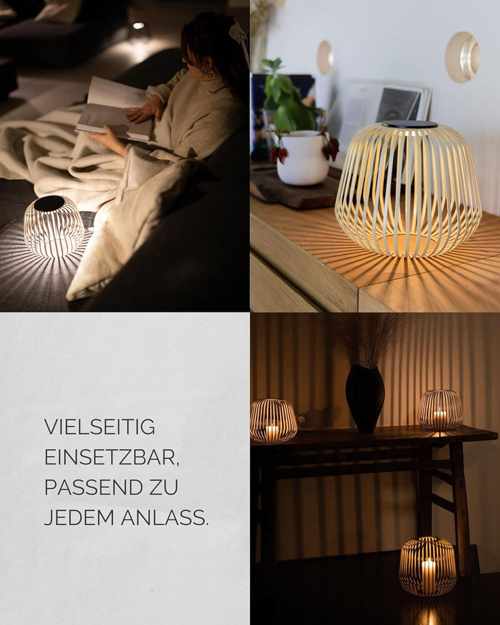 LUUK Studio Moderne Solarlampe für Garten, Balkon oder Terrasse, warmweisses Licht & dimmbare Hellig