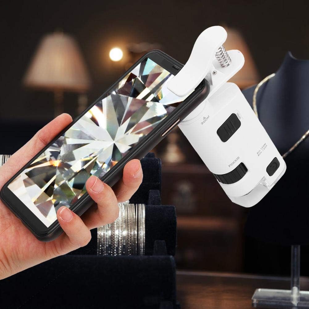 Mikroskop Lupe,Handy Mikroskop Objektiv mit 80-120-fach Einstellbarer Zoom-LED Handy-Mikroskop Mini-