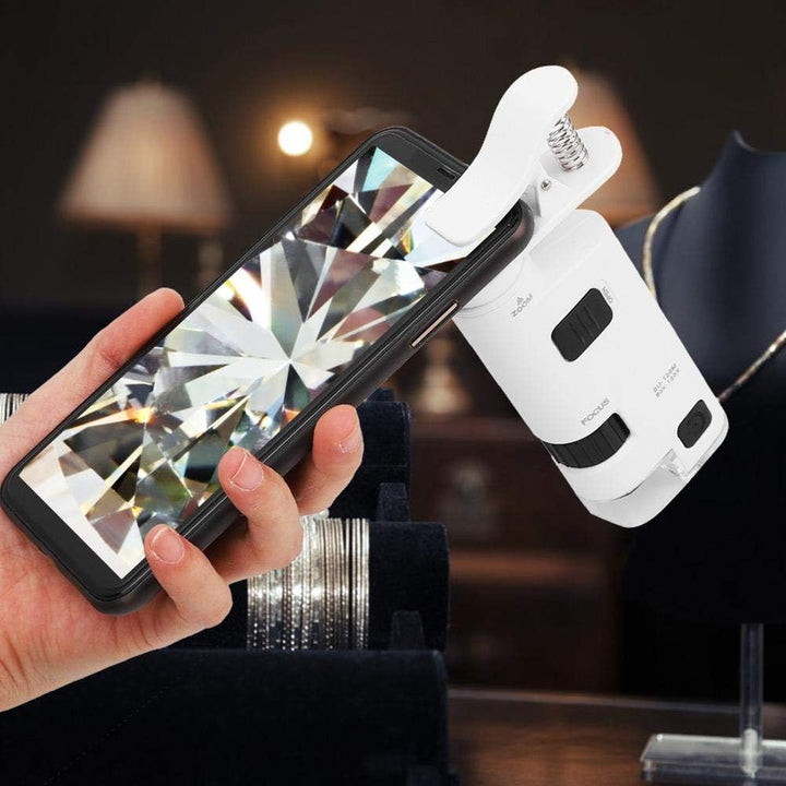Mikroskop Lupe,Handy Mikroskop Objektiv mit 80-120-fach Einstellbarer Zoom-LED Handy-Mikroskop Mini-