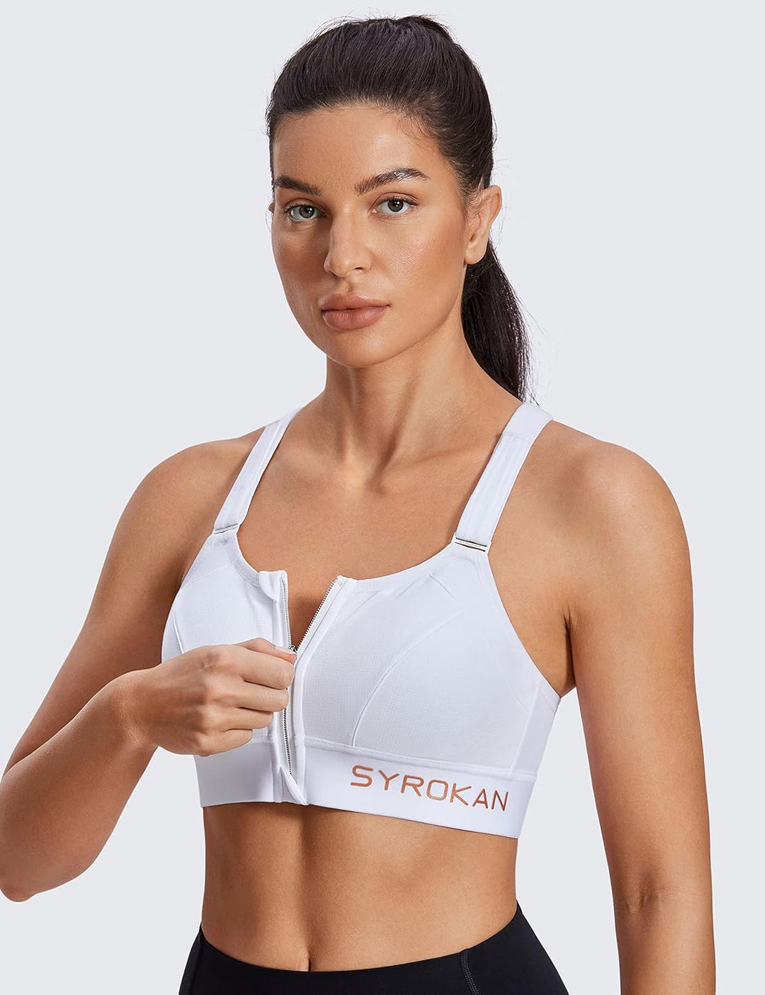 SYROKAN Sport BH Damen Starker Halt Ohne Bügel BHS Vorderverschluss Gepolstert Bügellos Guter Halt 7