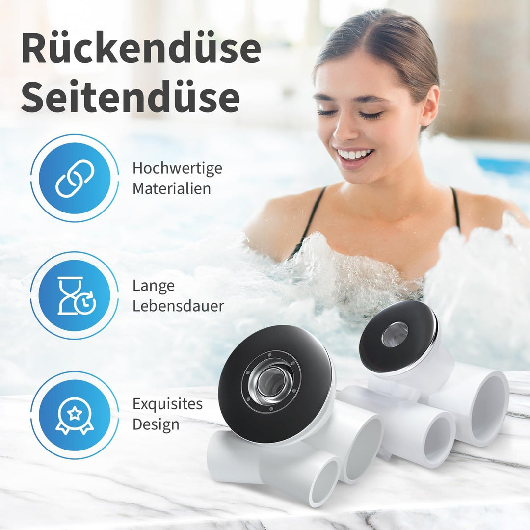 AQUADE Whirlpool Bausatz, Jacuzzi Selbstbausatz komplett mit Seiten- und Rückendüsen 8 Seitendüsen +