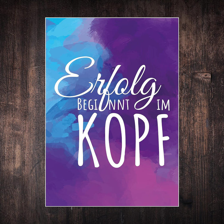 wandmotiv24 Poster als Wanddeko, Grösse Din A0, Erfolg beginnt im Kopf, Pastell, Moderne Wanddeko, W