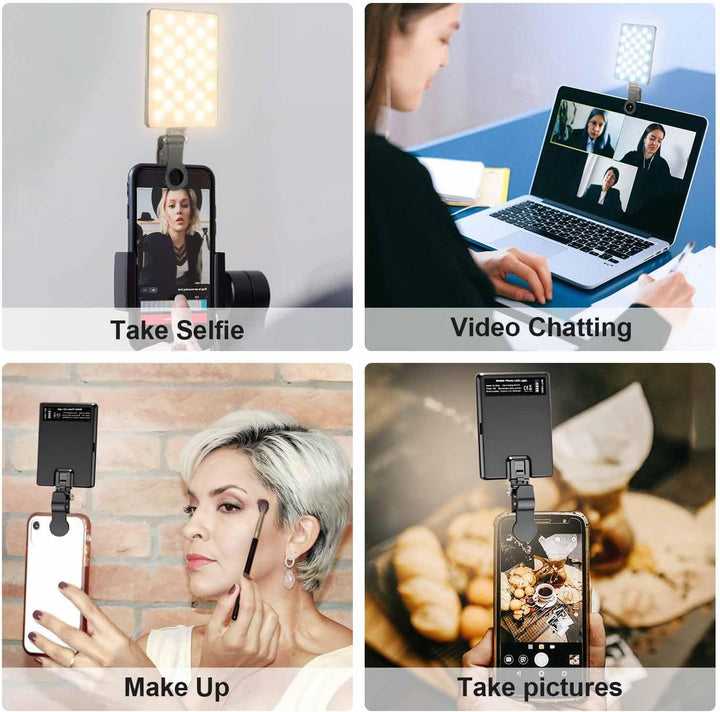Selfie Licht mit 60 LED Lampenperlen, 3000-6500K 3 Lichtmodi Handylicht, 2000mAh Akku LED Video Lich