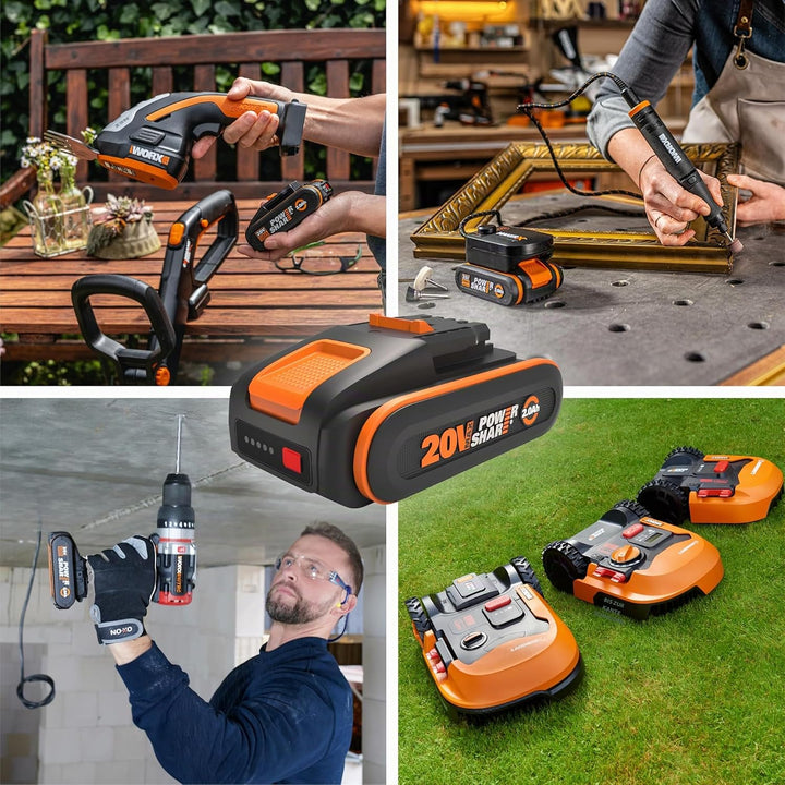 WORX WA3605 PowerShare 20V Li-Ion Akku Set - 1 x 2000mAh Akku (WA3551.1) &amp; 1 x 4000mAh Akku (WA3552)
