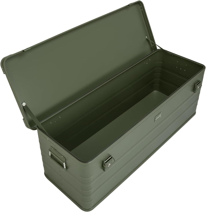 Alubox Alukiste abschliessbar E159G OLIVGRÜN - Premium Lagerbox 159 Liter - Materialstärke 1mm - Dec
