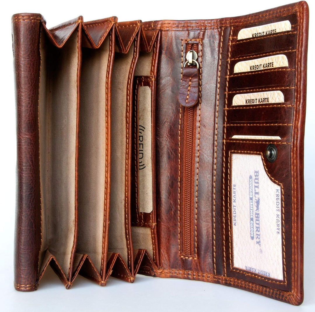 Mittelgrosse RFID-Lederbrieftasche Bull Burry ganz aus starkem echtem Rindsleder