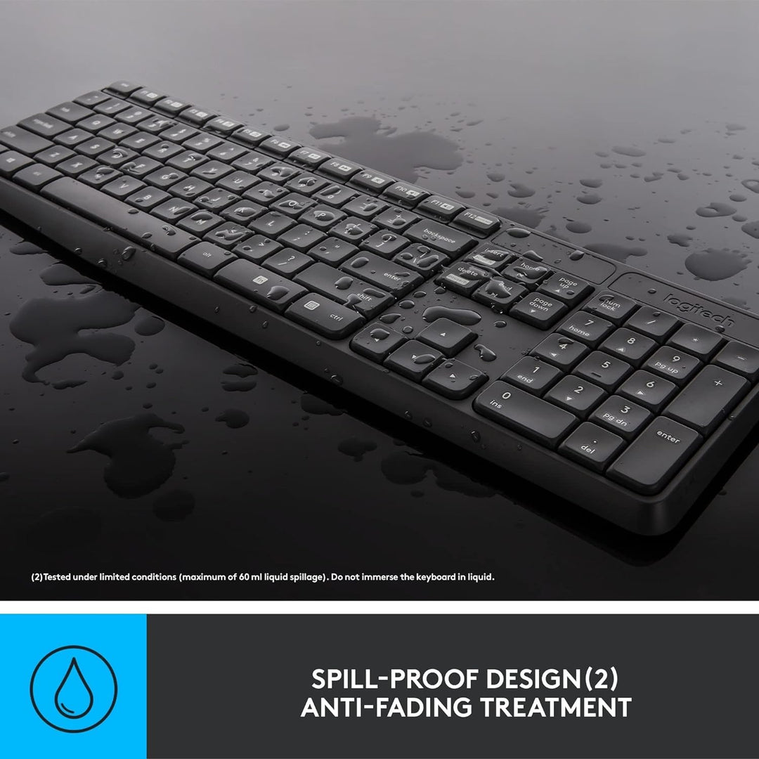 Logitech MK235 Kabelloses Set mit Tastatur und Maus für Windows, US QWERTY-Layout - Grau
