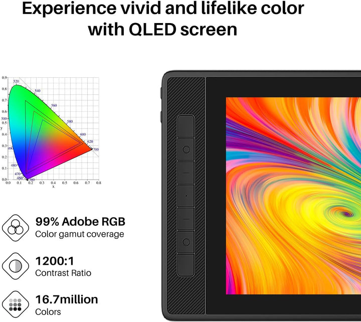 2022 HUION Kamvas Pro 13 2.5K QHD Grafiktablett mit Display QLED Volllaminierung 145% sRGB Batteriel