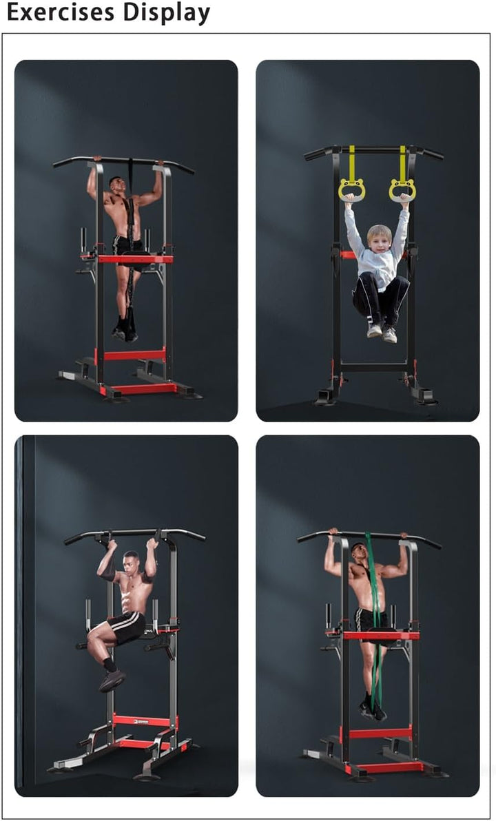 EASY BIG Power Tower Dip Station Pull Up Bar - Mehrzweck-Heimtrainingsgerät mit Verstellbarer Höhe u