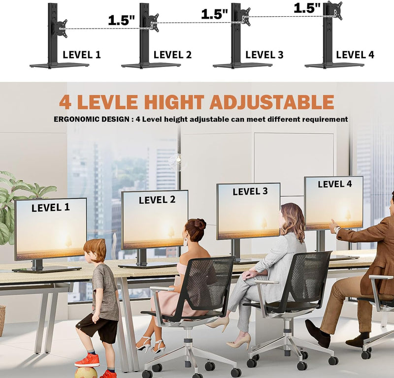 Einzelner LCD-Computer-Monitorständer, freistehend, für 33 cm bis 81,3 cm grosse Bildschirme mit Dre