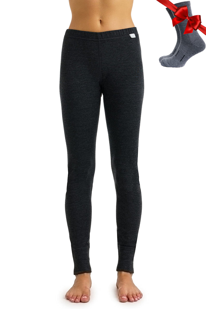 Merinowolle Thermounterwäsche Damen - Merino Unterhose Damen Merino Leggings + Wollsocken 320 Charco