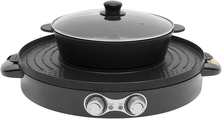 Food Party Hot Pot 220V 2200W Tischgrill Elektrisch Hotpot Topf Elektrogrill 2 in 1 Multifunktion El