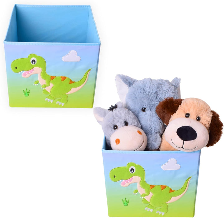 TE-Trend 4 Stück Dino Dinosaurier Motiv Regal Aufbewahrungsbox Kinder Kinderzimmer Faltbox Aufbewahr