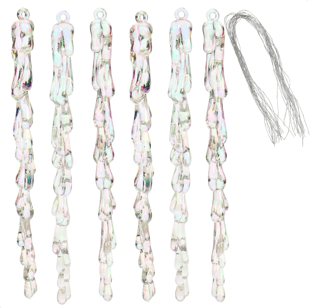 COM-FOUR® 12x Weihnachtsbaumanhänger Eiszapfen - Christbaumschmuck für den Weihnachtsbaum - Weihnach