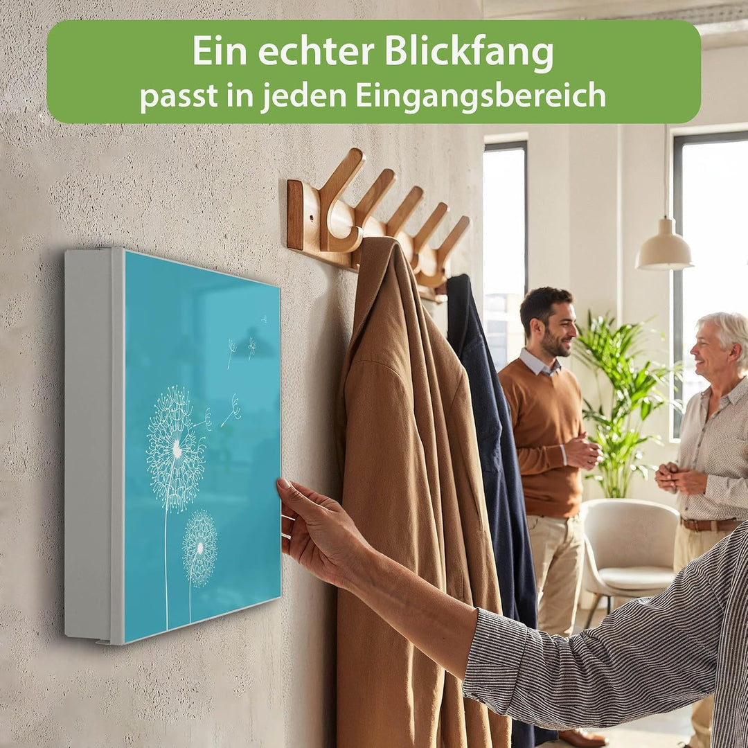 banjado Grosser Schlüsselkasten Metall - Schlüsselbox 30x30cm mit 32 Haken - Schlüsselkasten modern