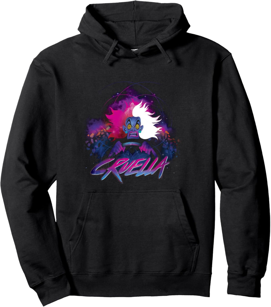 Disney Villains Cruella De Vil Neon Airbrush Portrait Pullover Hoodie