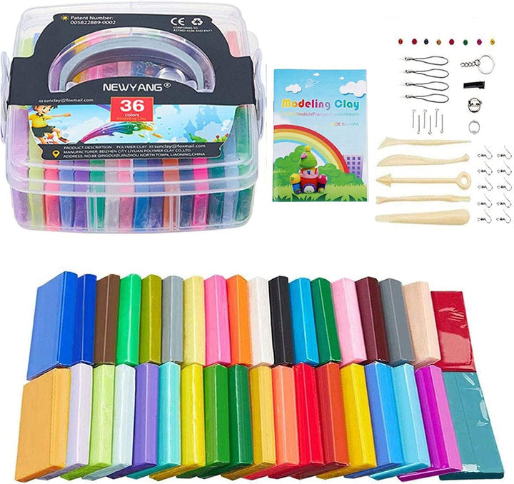 Kinder Knete Set - 36 Farben Ofen backen Polymer Clay Set gehören 5 Modellierwerkzeug und Schmuckzub