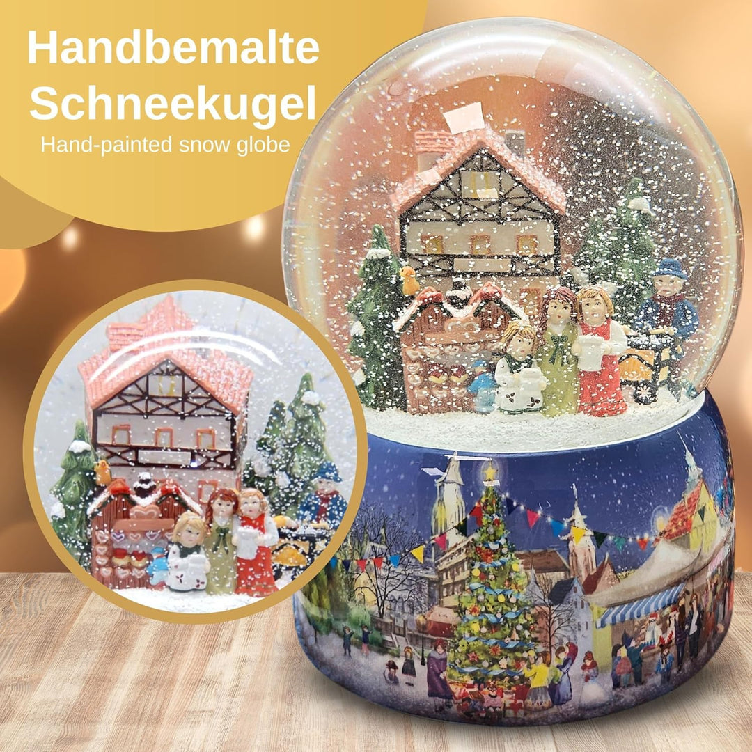 Schneekugel Weihnachten Spieluhr | Mega Schneekugel Kinder Bauen Schneemann | Sockel Winterlandschaf