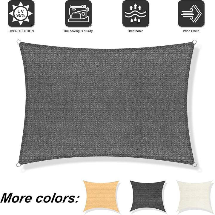 Sunnylaxx 2x3m Sonnensegel Rechteckig, Sonnenschutz Sunsegel Color Anthrazit, 95% UV-Schutz,für Auss