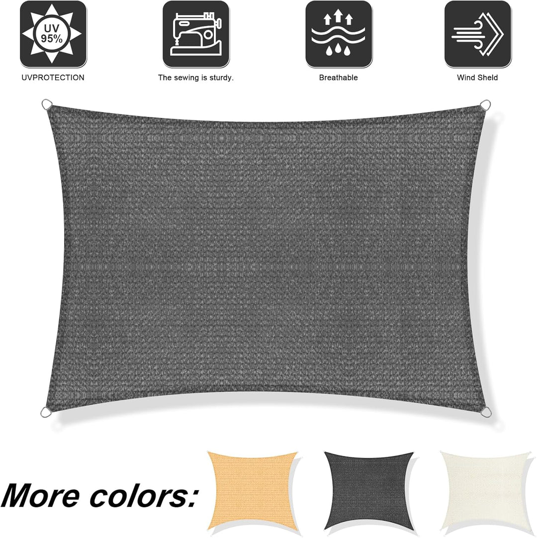 Sunnylaxx 3x3m Sonnensegel Quadrat, Sonnenschutz Sunsegel Color Anthrazit, 95% UV-Schutz,für Aussenb