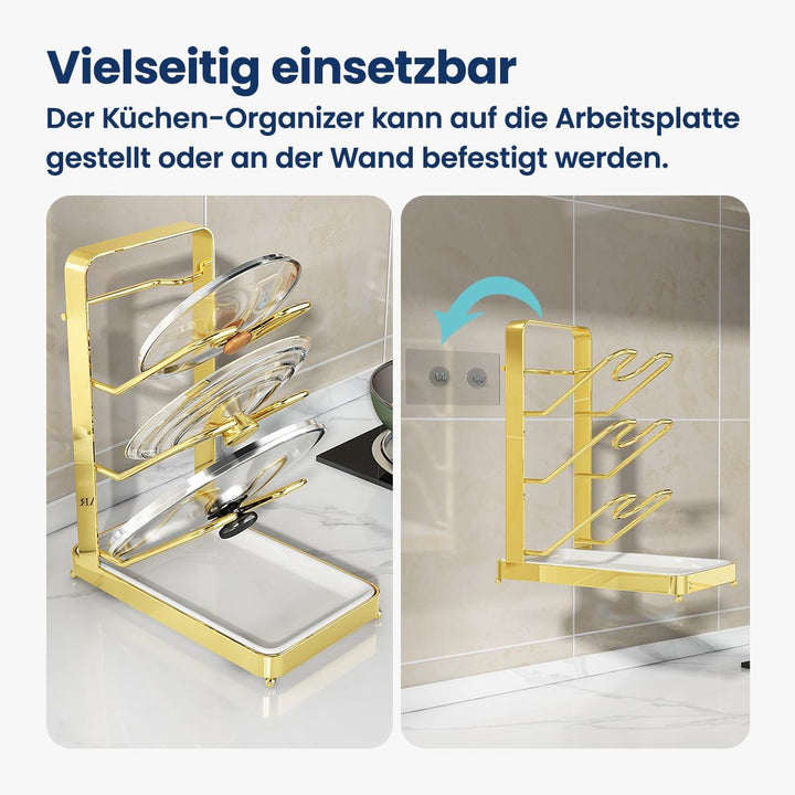 Deckelhalter, Küchen Organizer, Vertikaler Topfdeckelhalter, Deckel Organizer Küche mit 3 Ebenen, pl