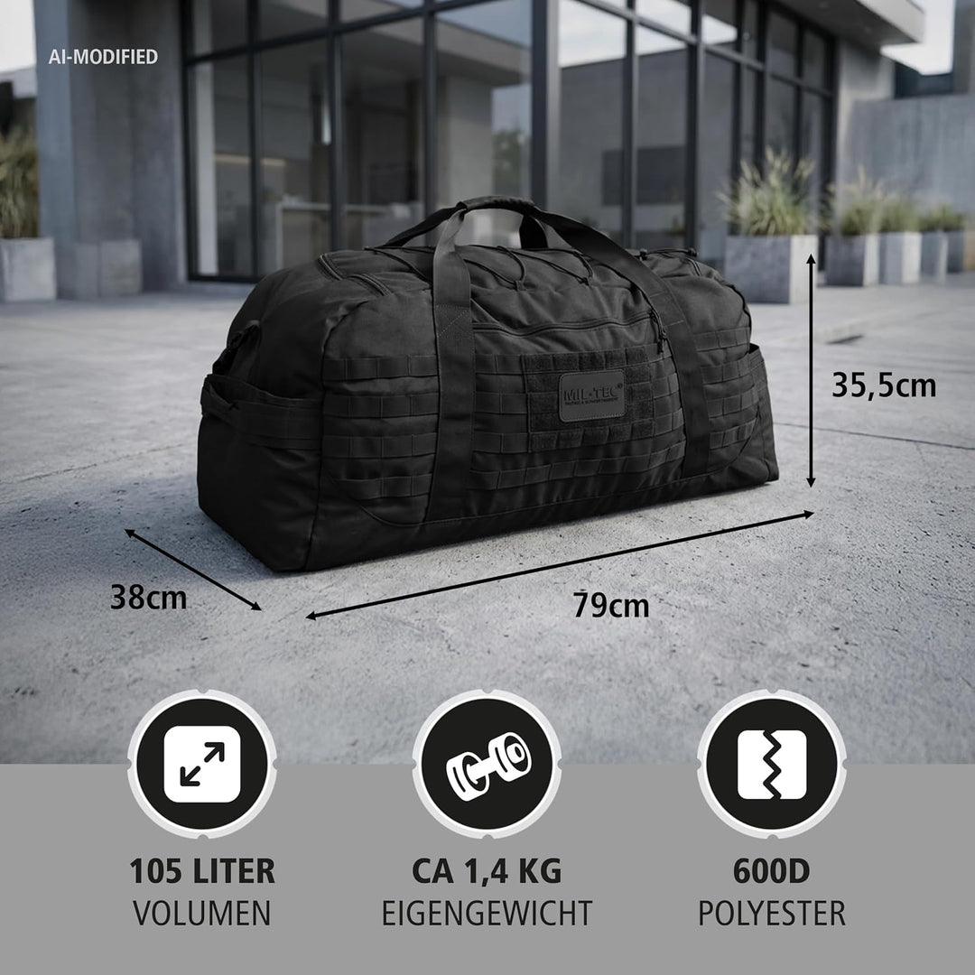 Mil-Tec Combat Fliegertasche Einheitsgrösse Schwarz, Einheitsgrösse Schwarz