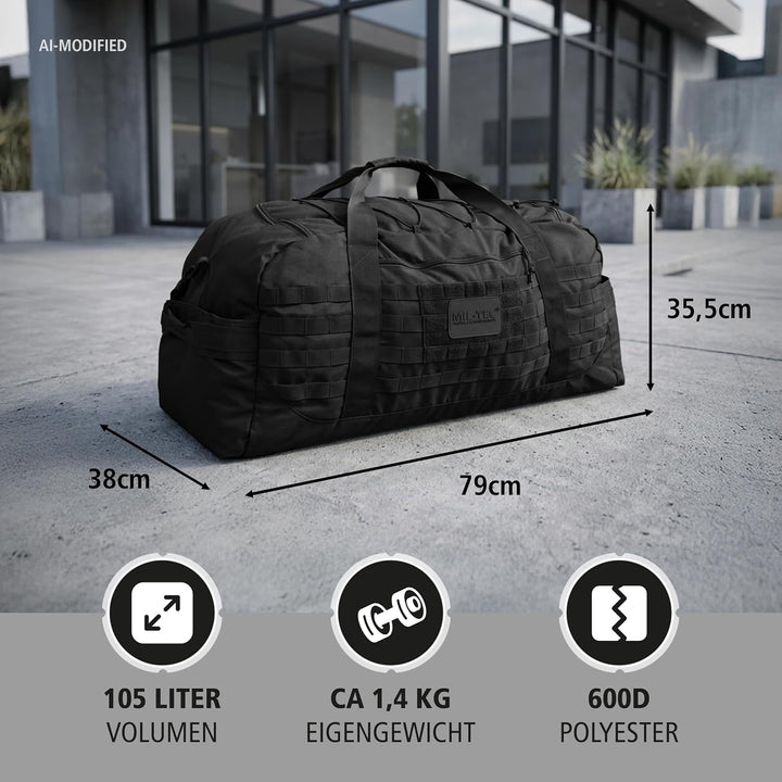 Mil-Tec Combat Fliegertasche Einheitsgrösse Schwarz, Einheitsgrösse Schwarz