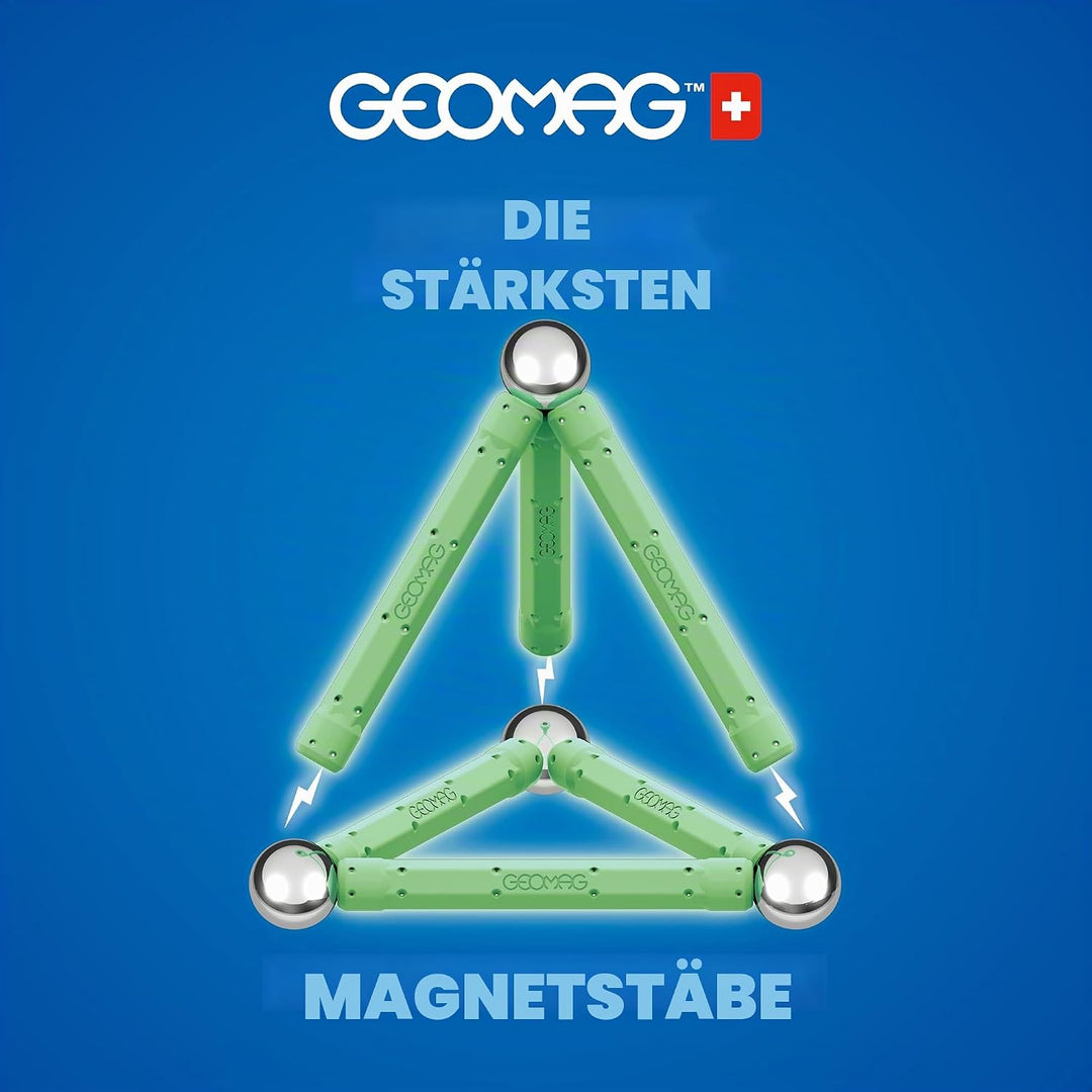 GEOMAG - GLOW - 142 Teile - Magnetisches Konstruktionsspielzeug für Kinder ab 3 Jahren - 100% recyce