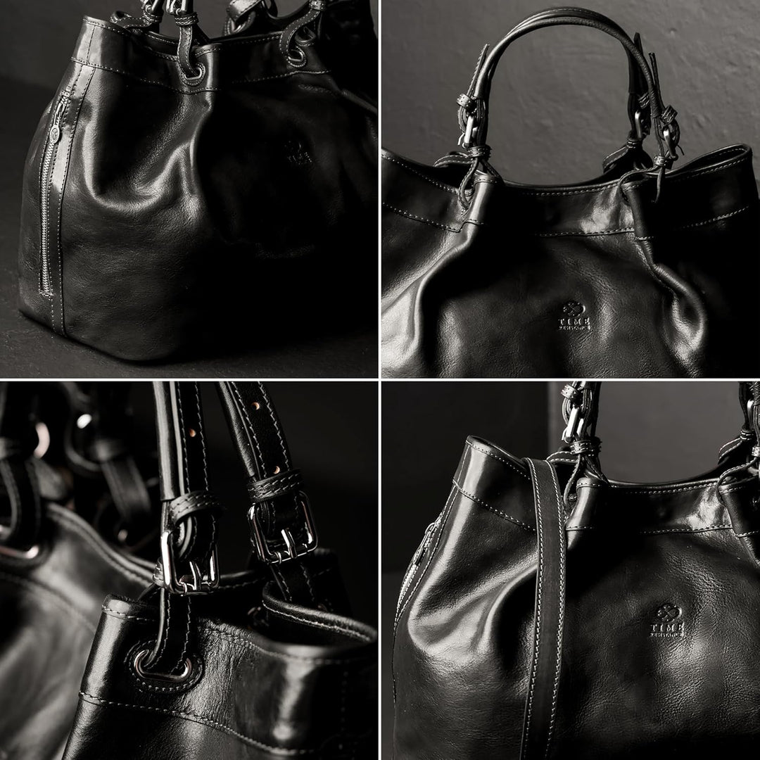 Time Resistance Schultertasche Damen - Handtasche aus Leder - Made in Italy - Tragetasche - Business