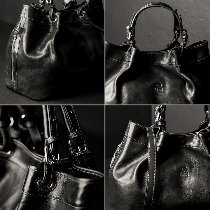 Time Resistance Schultertasche Damen - Handtasche aus Leder - Made in Italy - Tragetasche - Business