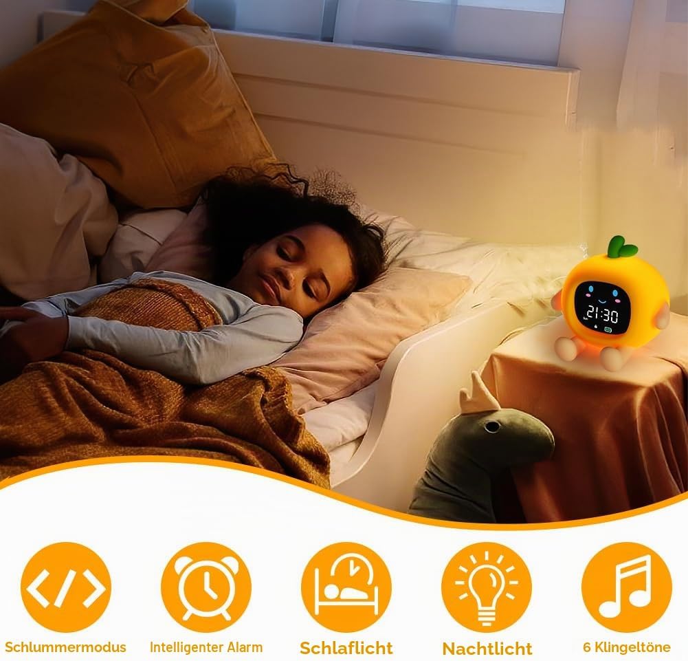 HOTUT Kinder Lichtwecker,Schlaftrainer Kinder mit Nachtlichtern,6 White Noise Kinderwecker,Digitaler