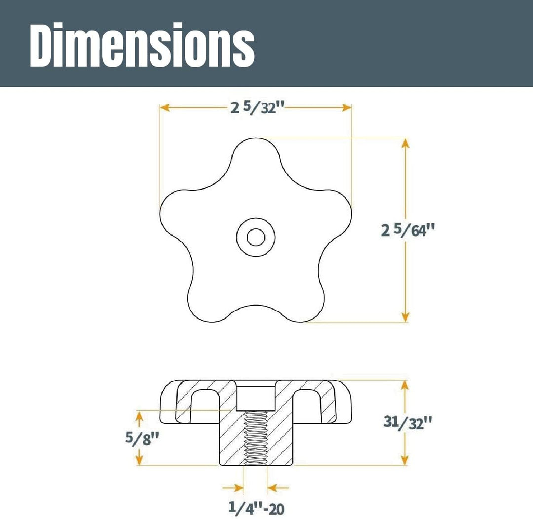 POWERTEC 71173 T Track Knob Kit, 1/4-20 Gewindebolzen und Unterlegscheiben, 46 Stück Set, T Track Sc