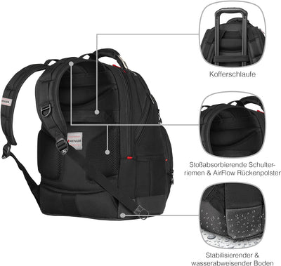 WENGER Synergy Deluxe Laptop-Rucksack mit Tabletfach, Notebook 14 bis 16 Zoll, Tablet bis 10 Zoll, O