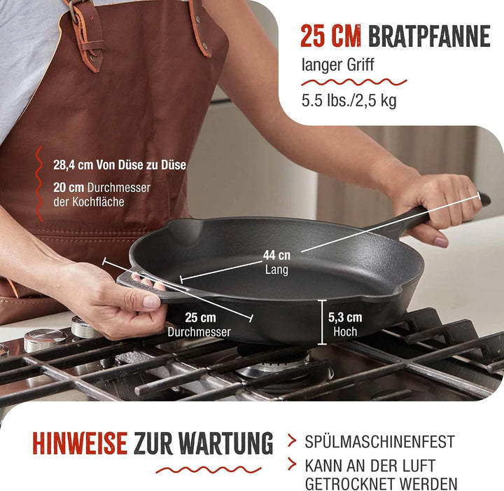 VICTORIA Bratpfanne Emaillierte Gusseisenpfanne Induction 25cm Bratpfanne Geeignet für Feuer, Grill,