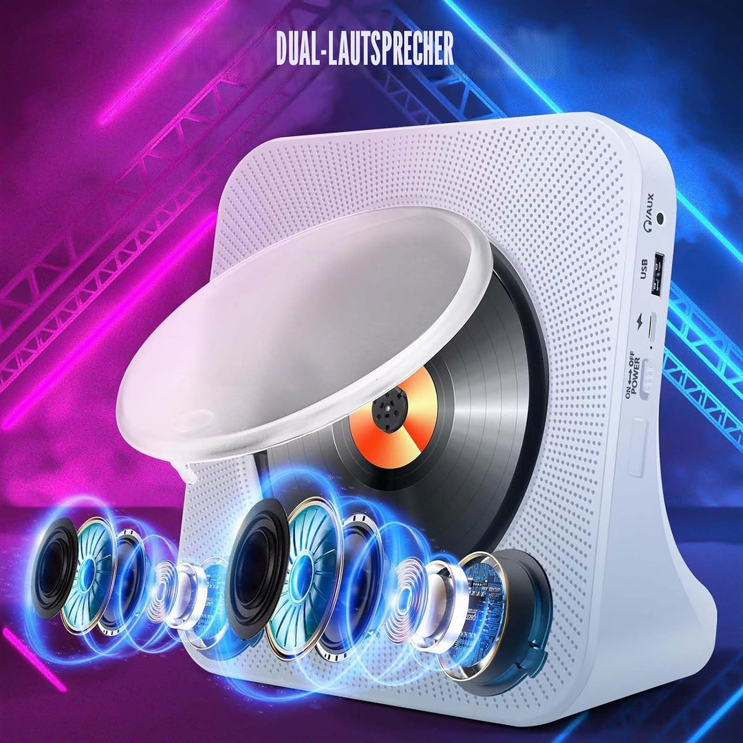 CD-Player Tragbar mit Bluetooth, HoneTeek CD-Player für Zuhause mit Lautsprecher, Persönlicher CD-Pl