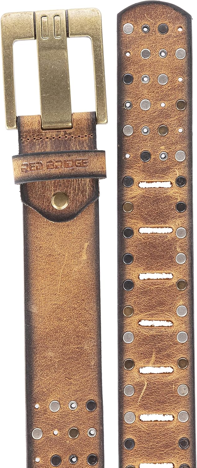 Ledergürtel Gürtel mit Nieten Robust und Langlebig 110 Tobacco, 110 Tobacco