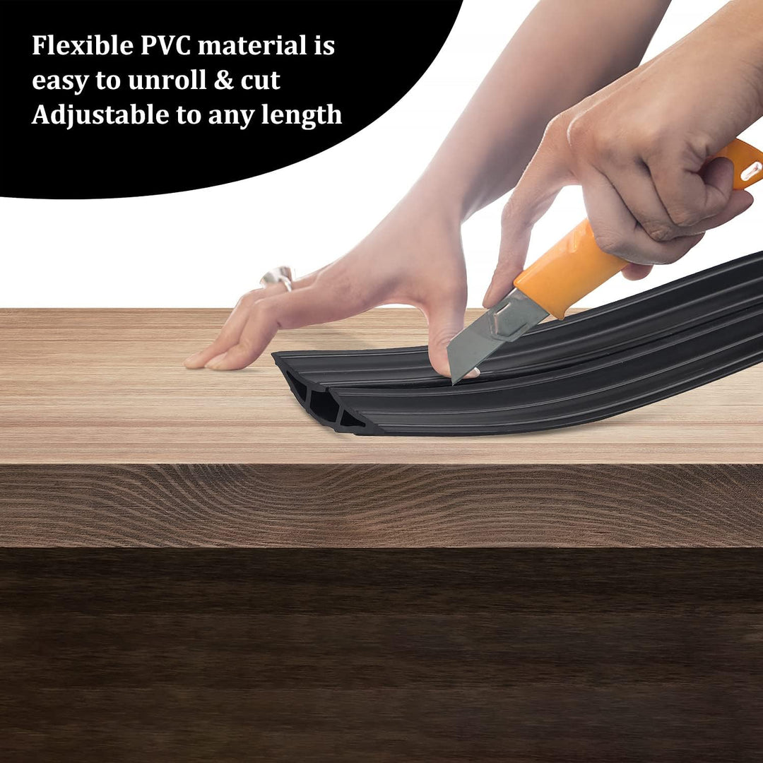 CPROSP Boden Kabelbrücke Schwarz, 200 cm x 6,4 cm, 3 Kanäle, Boden Kabelabdeckung aus Gummi, mit 500