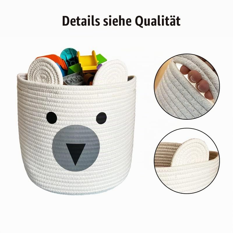 Bigepige Aufbewahrungskorb Kinder, Baby Spielzeug Baumwollseil Aufbewahrung Korb Geflochten, WäSchek