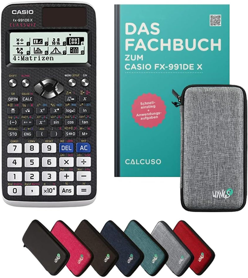 CALCUSO Standardpaket: Casio FX-991 DE X technisch-wissenschaftlicher Taschenrechner + WYNGS Schutzt