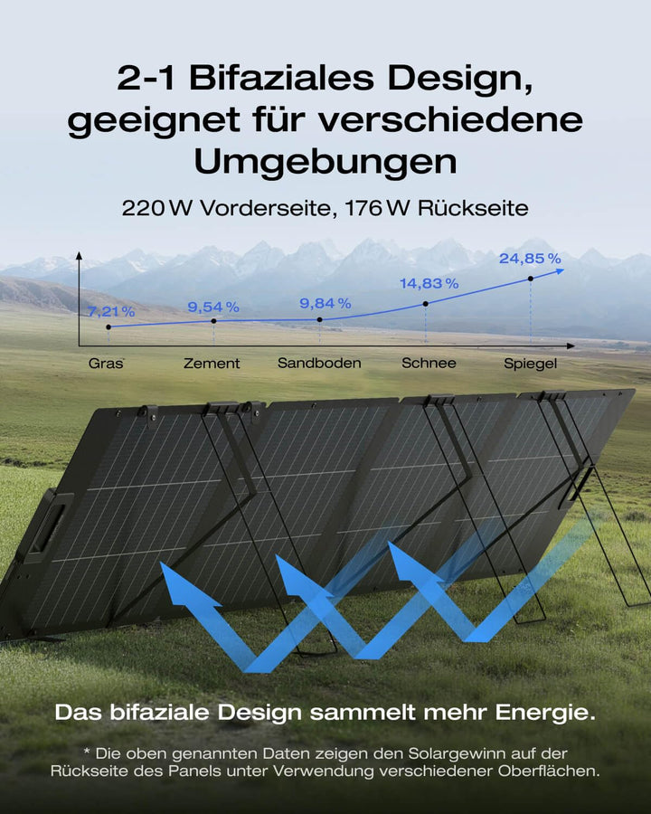 EF ECOFLOW 220W Solar Panel, Solarpanels Faltbar Solarmodul für Delta Pro/Delta Max/Delta/Delta Mini