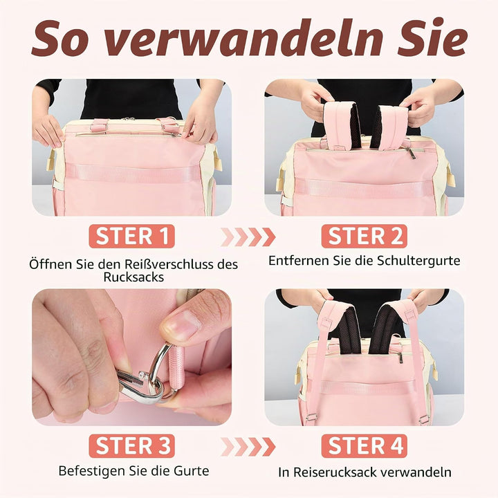 Baby Wickeltasche Rucksack Handtasche mit wasserdicher Wickelunterlage,Verstellbare Schultergurt mul