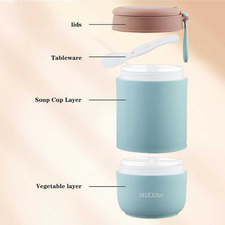 CEWROM Müslibecher To Go mit Deckel, 2 Pcs Thermobehälter Für Essen 730ml, PP-Material Porridge Bech